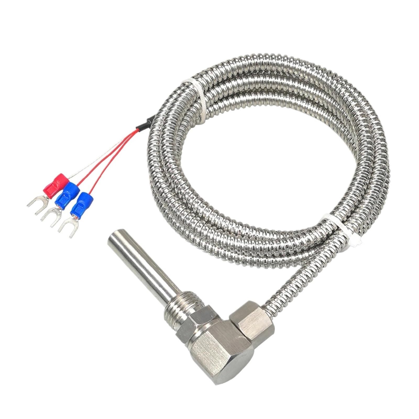 sensor Sensor de temperatura del cojinete del motor, sonda RTD PT100, sensor de temperatura roscado en forma de L, sonda industrial de acero inoxidable(Pt100 5M Dual)