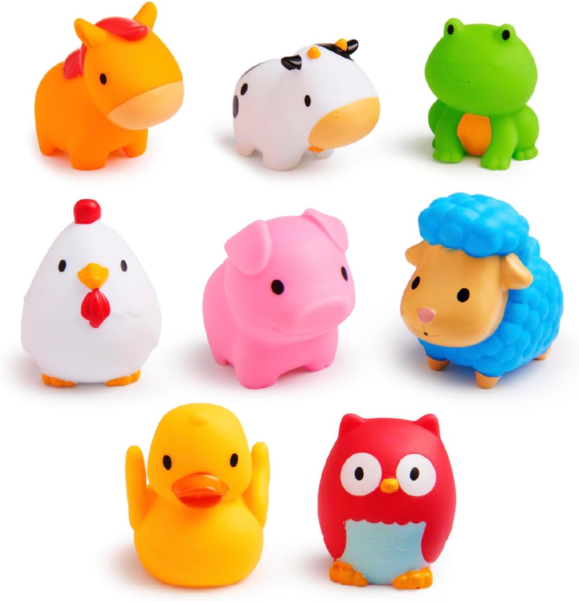 Munchkin Floating Farm Animal Themed Rubber Bath Squirt Toys for Baby | 8 Pack