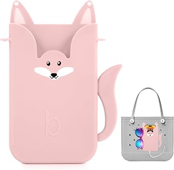Silicone Phone Holder for Bogg Bags Compatible Phone Case Attachment, Beach Tote Accessory, Fox-Shaped Bogg Bag Accessories & Charms, Compatible with All Bogg BagsPink