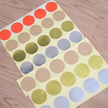 100pcs Gold Blank Embosser Stickers - 45mm Metallic Foil Embossing Stickers with Serrated Edge, Self-Adhesive, Ideal for Awards, Legal, Notary Seals