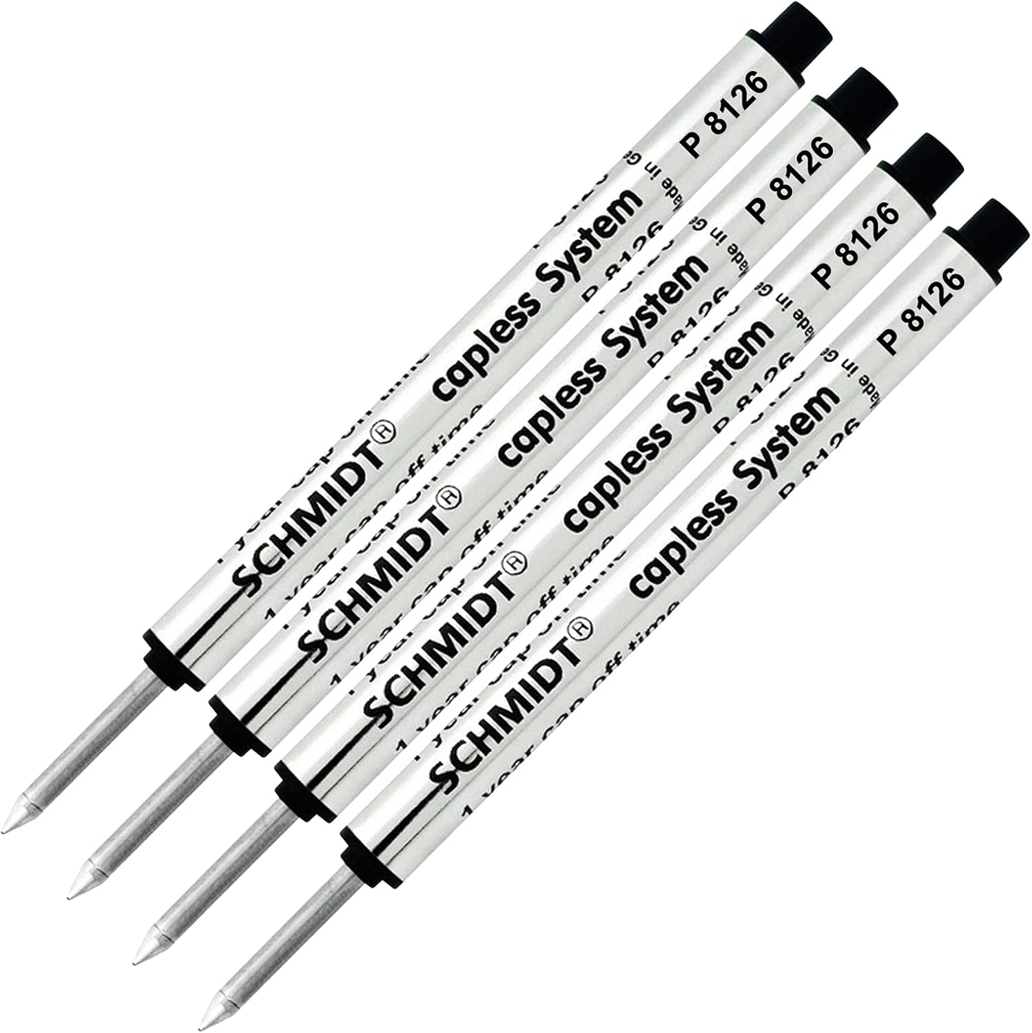 Lanier Combo Pack - 4 Pack - Schmidt P8126 Short version Capless System Rollerball - Black Ink - 3.88" in Length