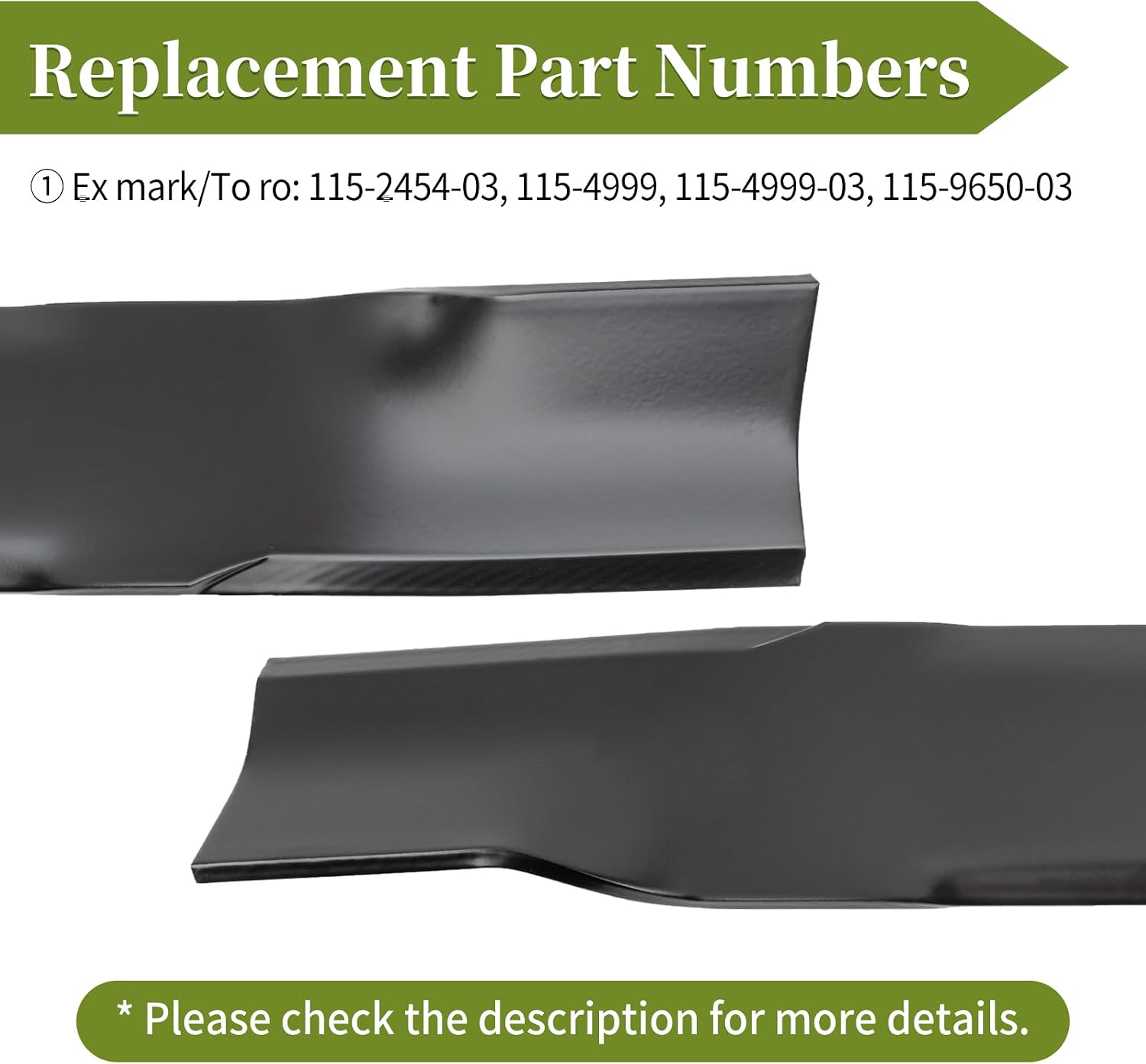 115-2454-03 High Lift Blades for 54" Mower Deck, Compatible with Toro TimeCutter HD Titan ZX5400 ZX5420 MX5400 MR5400 Ex-Mark Lawn Mower, Replace 115-4999 115-4999-03 115-9650-03, 3 Pack