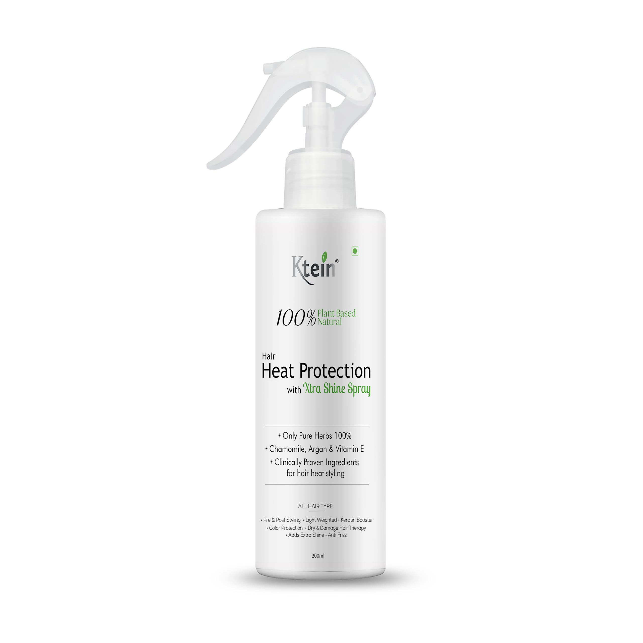 Ktein100% Plant Based Natural Hair Heat Protection with Xtra Shine Spray Hair Spray (200 ml)