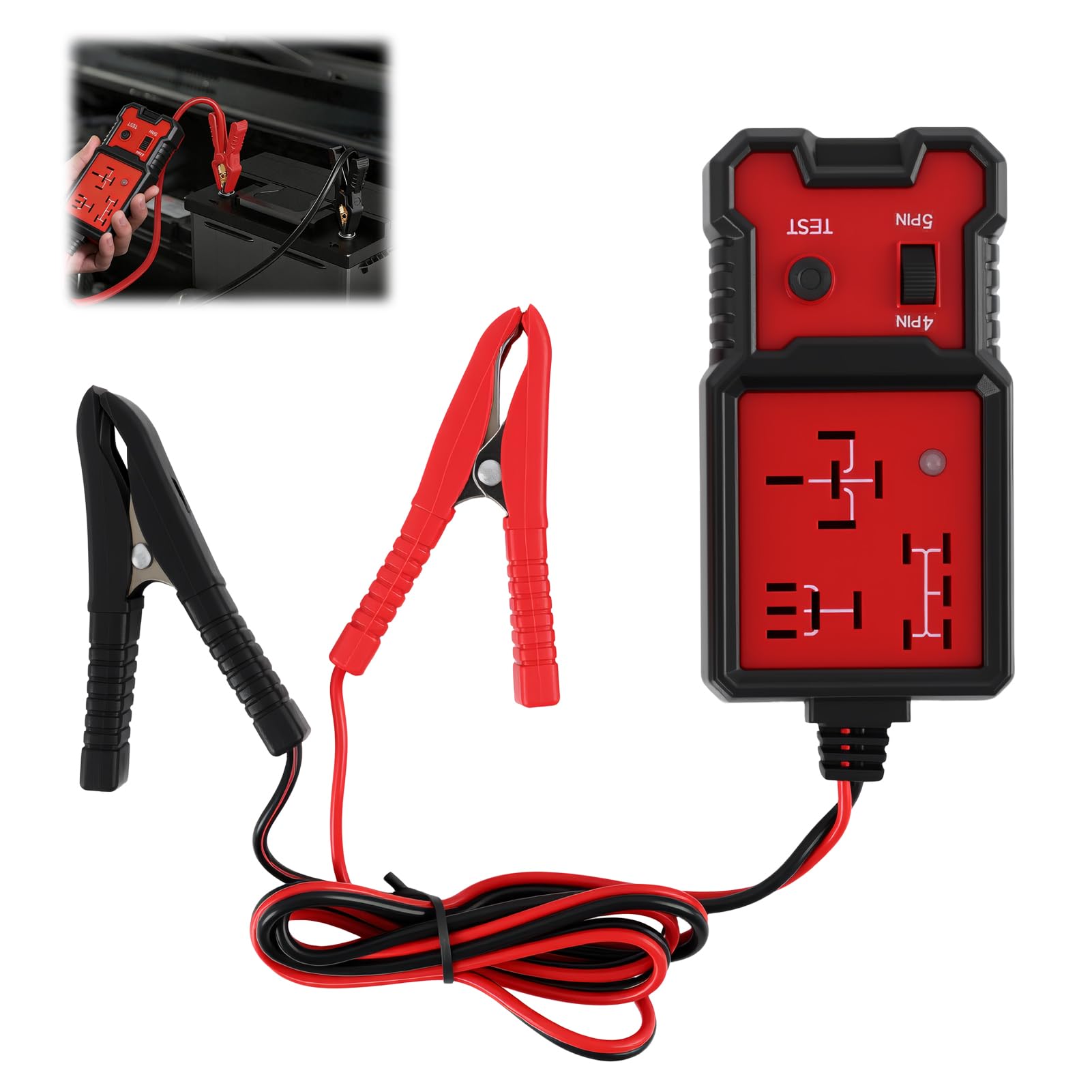 12V Automotive Relay Tester, Car Electronic Relay Circuit Tester Kit Diagnostic Tools Checker Universal 4PIN 5PIN Fast Testing with LED Indicator Lights for Trucks Cars Electrical System
