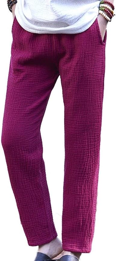 Pantaloni Estivi Donna Vita Elastica Accogliente Morbidi Lino Pantaloni  Sciolto Monocromo Classiche Unique Tempo Libero Pantaloni Pantaloni per  Donna Donne : Amazon.it: Abbigliamento