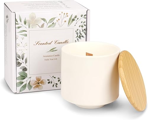 Velas perfumadas de cera de soja natural, velas en frascos de cerámica, velas perfumadas que eliminan olores de 40 horas, velas aromáticas de mecha