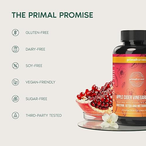 Miniatura 8 de Gomitas ACV de Primal Harvest, 60 gomitas de sidra de manzana sin azúcar, remolacha y granada para apoyar la inmunidad, la digestión y la