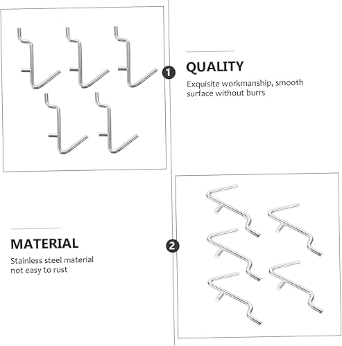 Miniatura 5 de Angoily Pegboard - Estante perforado con gancho en V, 10 unidades, acero inoxidable, resistente, perchero