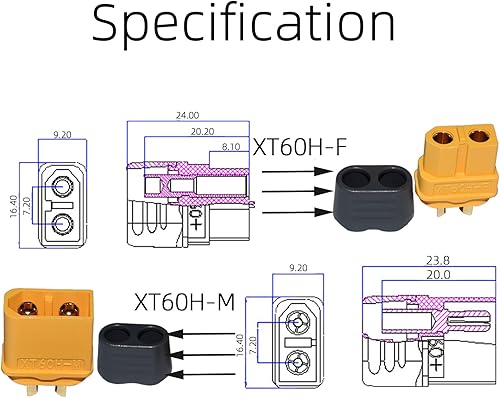 Miniatura 2 de QIAN ZI QIU 10 pares XT60H (XT60 Uograde) macho hembra bala conectores para RC Lipo batería RC Drone Accesorios de avión XT60 Conectores Enchufes