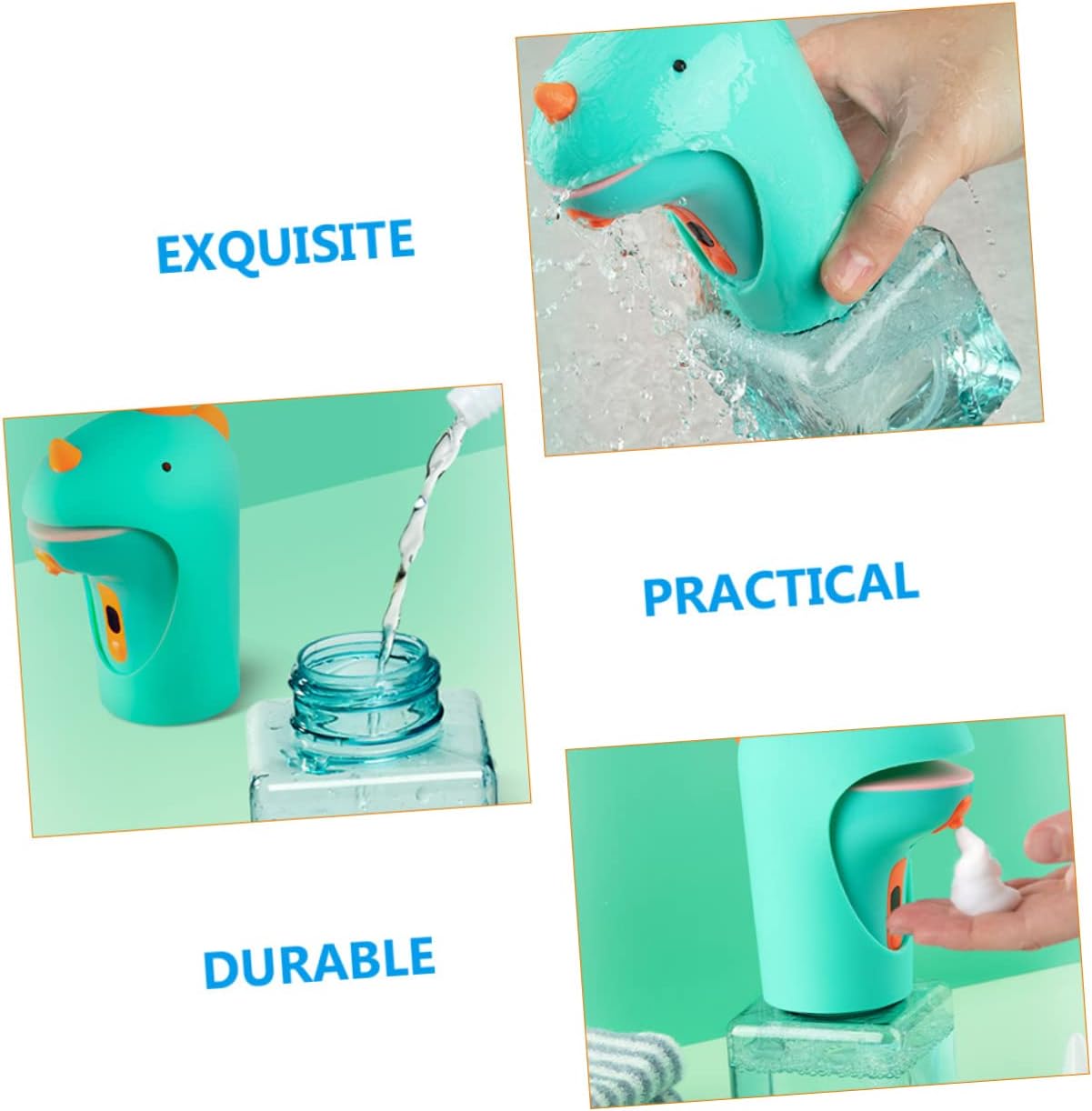 Cute Dinosaur Automatic Soap Dispenser Touchless Foam Pump Cartoon Design No Battery Required for Boys and Girls Bathrooms or Playrooms