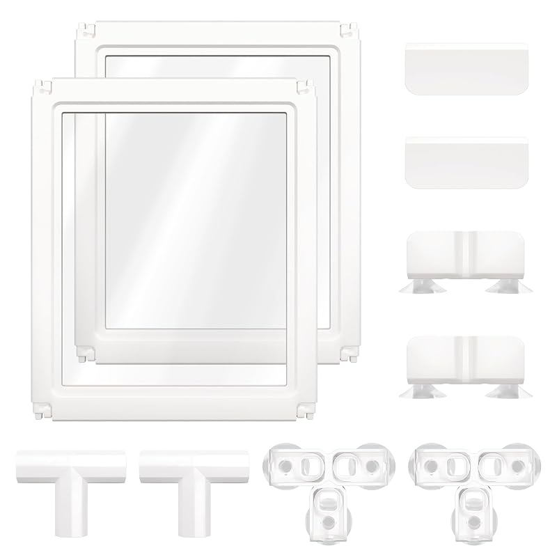 Cercado interno transparente para cães pequenos FXW em acrílico, 60 cm de altura, 2 painéis brancos