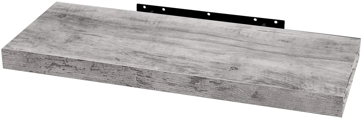 WOLTU Wandboard Wandregal CD DVD Regal Bücherregal Schweberegal Holz Board 100x22.9x3.8cm grau Eiche für Büro, Wohnzimmer, Schlafzimmer, Küche RG9317grei