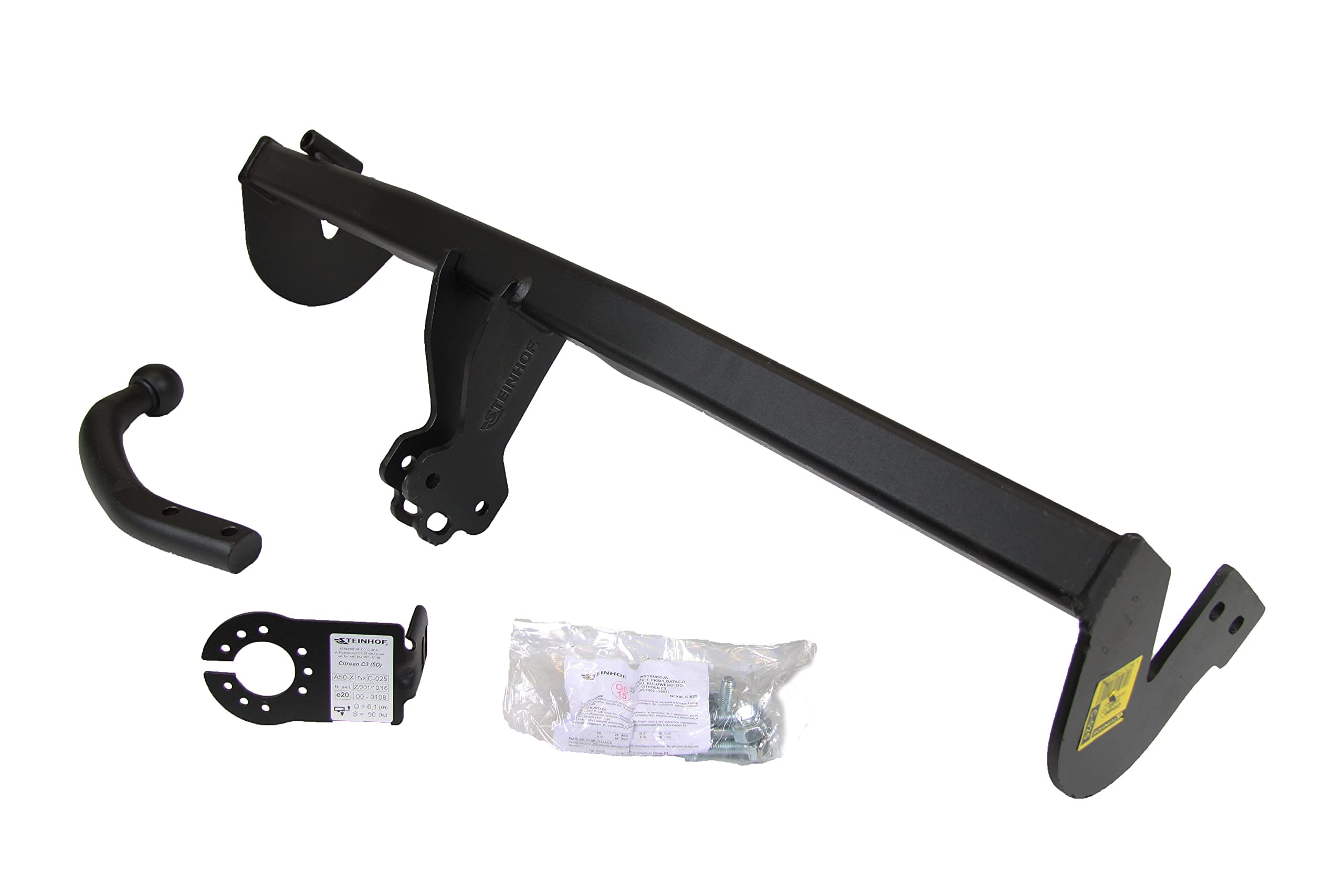 STEINHOF Nuovo gancio di traino fisso compatibile con Citroen C3 berlina due volumi 5-porte 05.2002-09.2005 con 7-poli kit elettrico universale