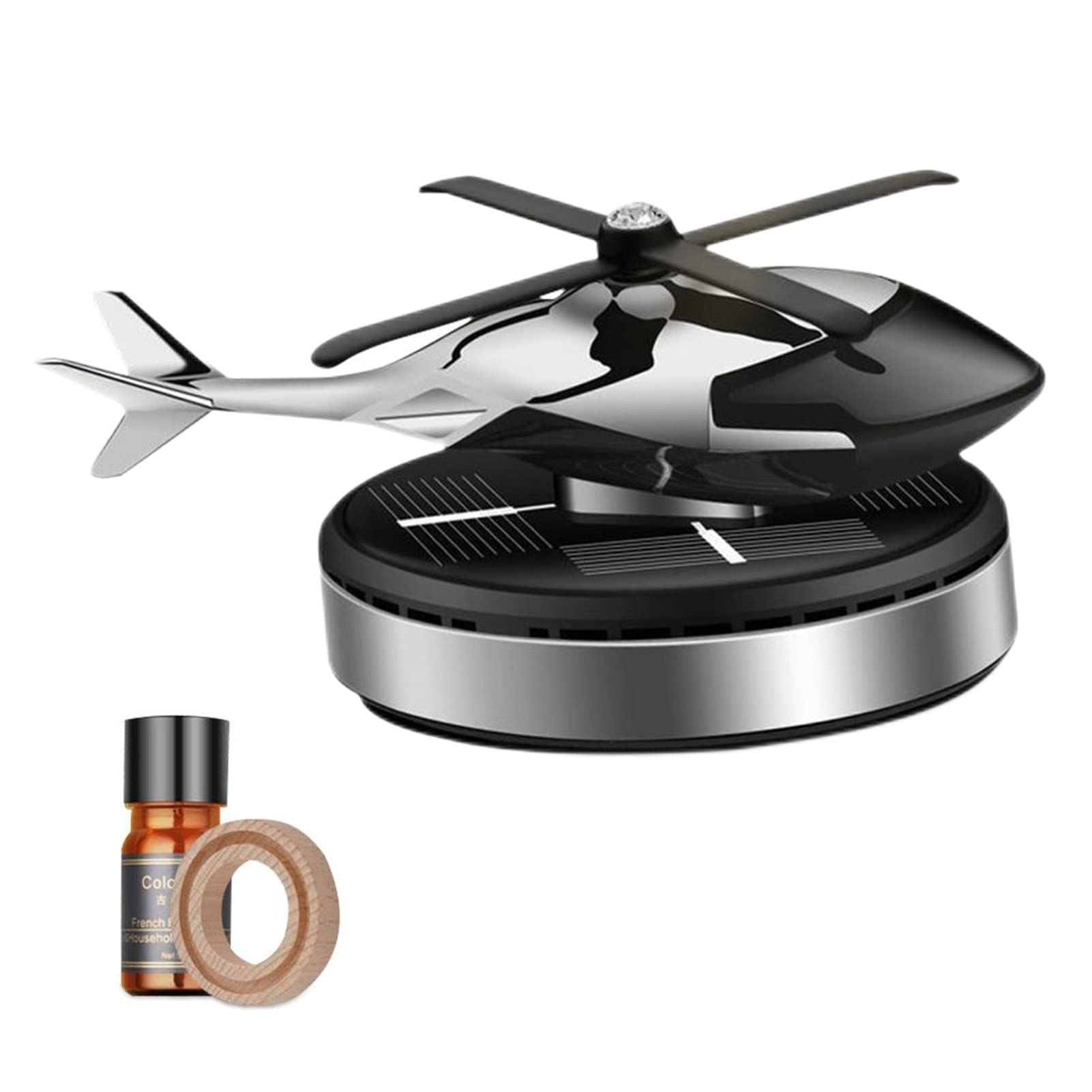 Helicopter Air Freshener: Solar-Powered Rotating Decorative Piece, Aviation-Themed Odor Remover, Enhances Fresh Fragrance in Car Interiors