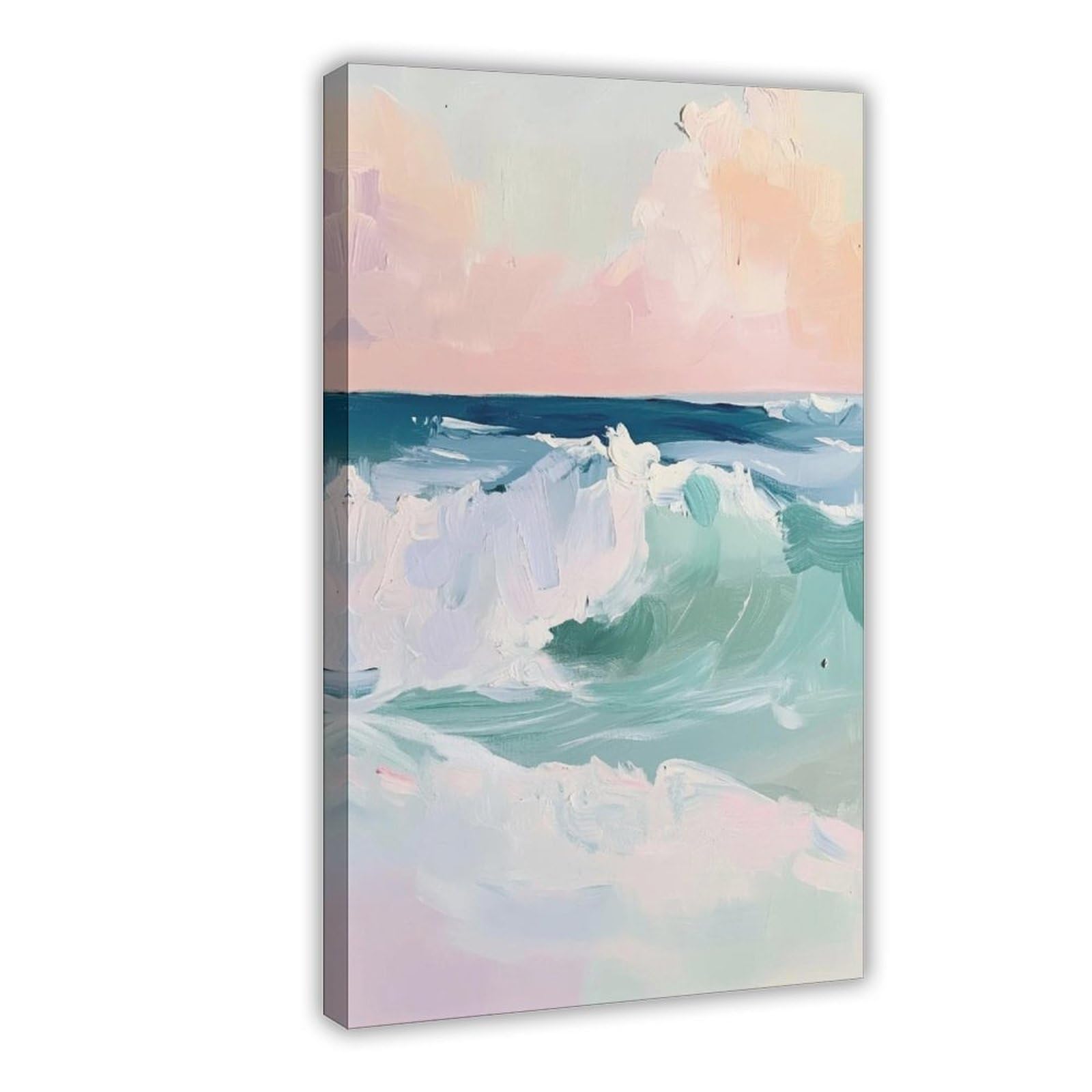 Bareronor Pastel Ocean Waves Poster Canvas Poster Bedroom Decor Landscape Office Room Decor Gift 24" L X 36" W