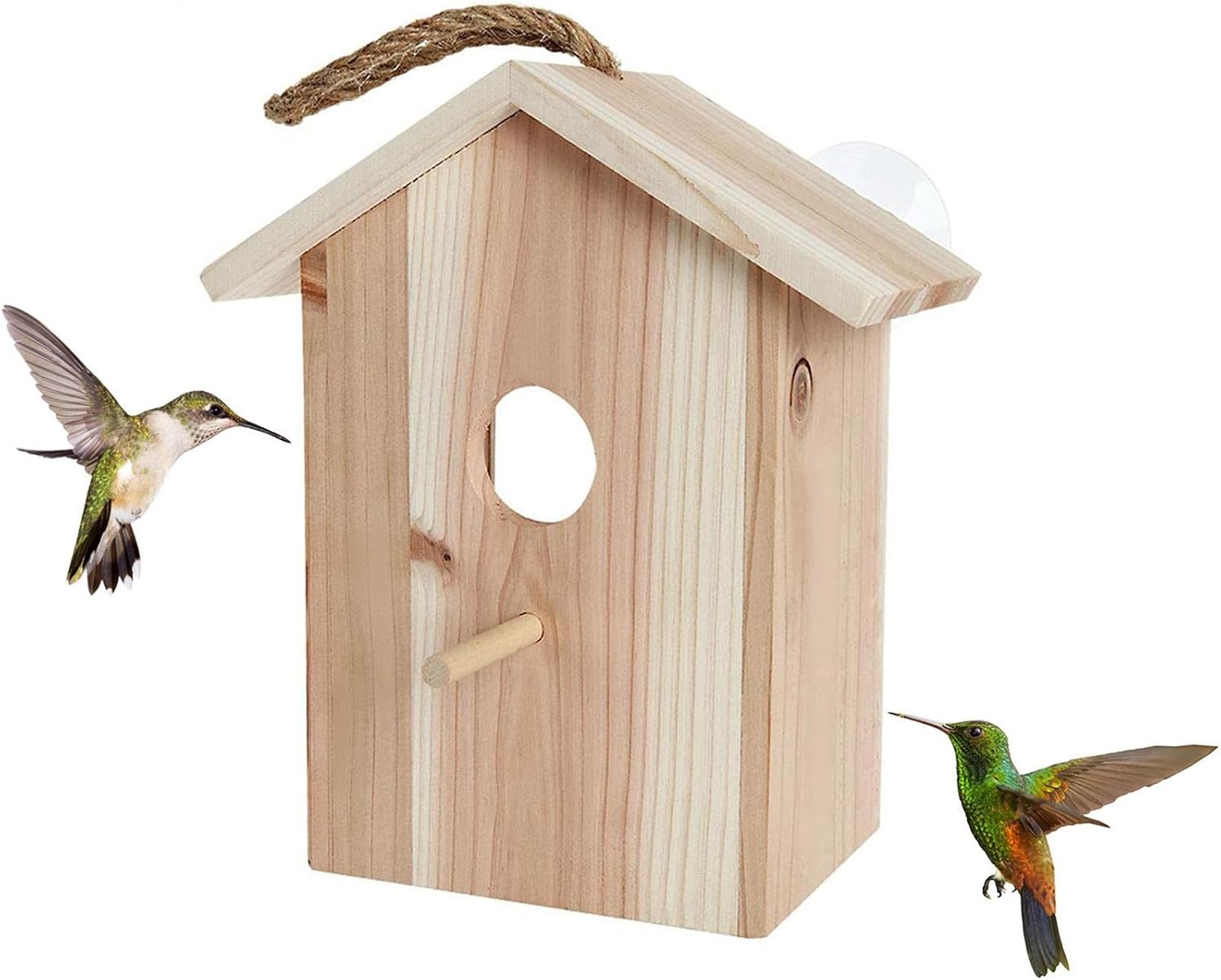 MIMERA Casas de pájaros de Madera para Exteriores,Ver a través de la casa de pájaros al Aire Libre con Espejo bidireccional para anidar - Casa de observación de Aves Nido de pájaro Salvaje al Aire