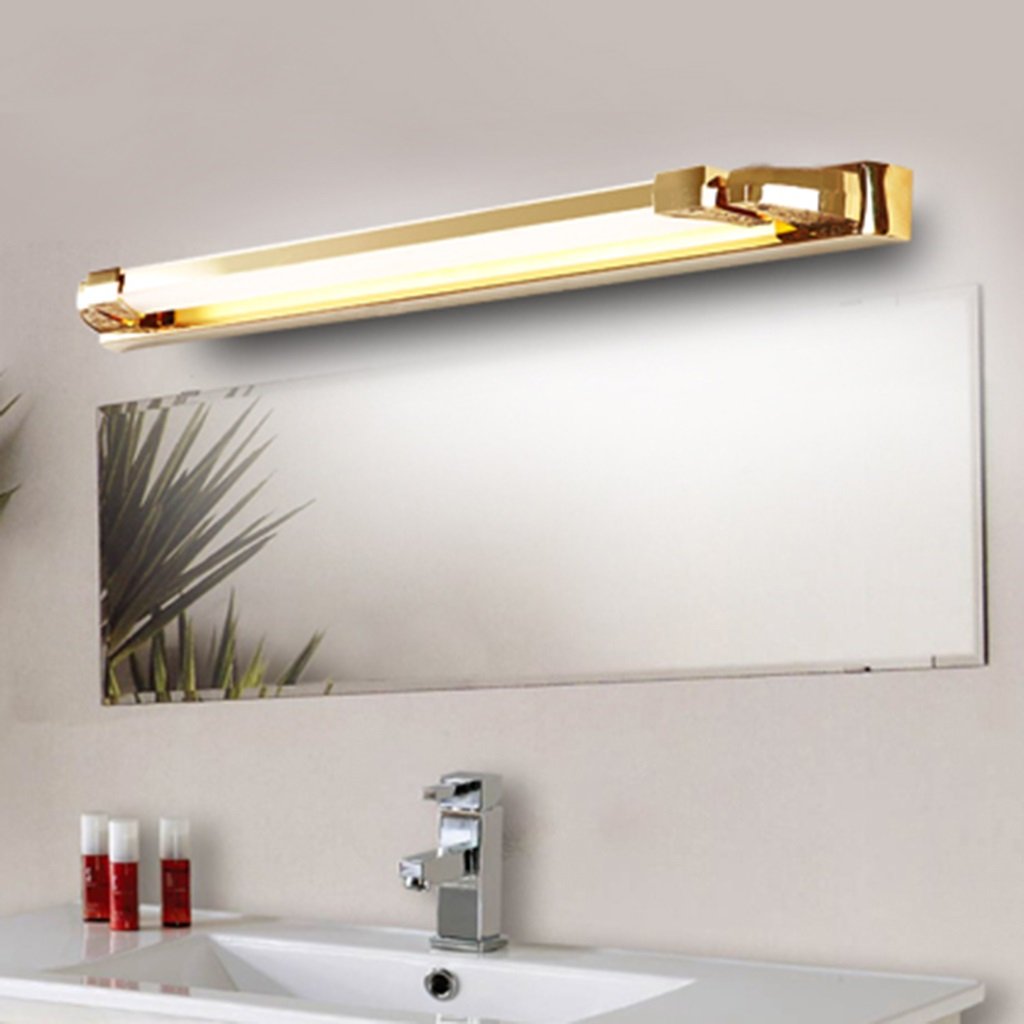 Lampy łazienkowe Lustrzane reflektory LED przednie światło, przeciwmgielne nowoczesne proste, wodoodporne, oświetlenie ścienne łazienki/złote-14W/89,5 cm