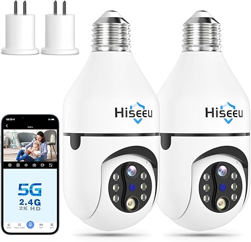 Hiseeu Cámara de seguridad inalámbrica WiFi 2.4GHz, zoom 10X PTZ, cámara de seguridad impermeable, audio de 2 vías, seguimiento automático y alarma,