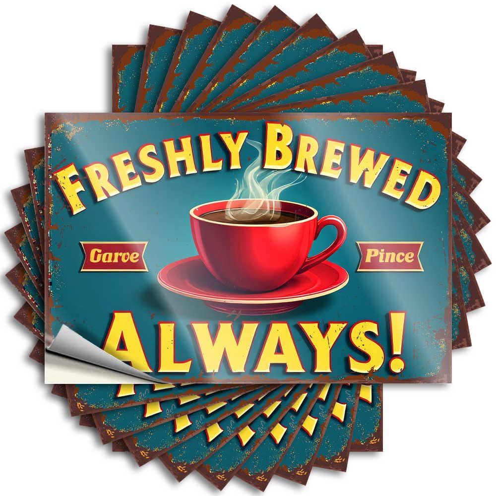 Tattoo Boys Billiard Unique Hat Freshly Brewed Always: A Vibrant Coffee Sign - Scratch Resistant Stickers(8X12CM)