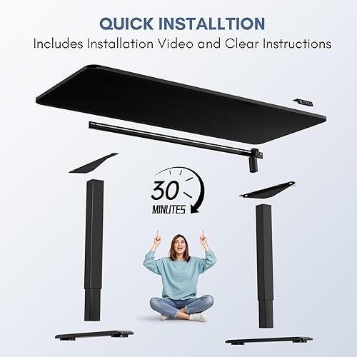Miniatura 6 de Furmax - Escritorio eléctrico de altura ajustable de pie grande de 63 x 24 pulgadas, escritorio de pie para oficina en casa, alturas prestablecidas