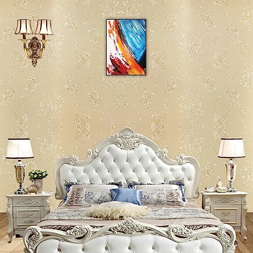 Image of ELTON DIY Self Adhesive Textured Beige Wall Paper Wall Decal for Living Room Bed Room Interior Exterior Easily Removable Furniture Make Over (50 Sq Feet, Beige Rose,)