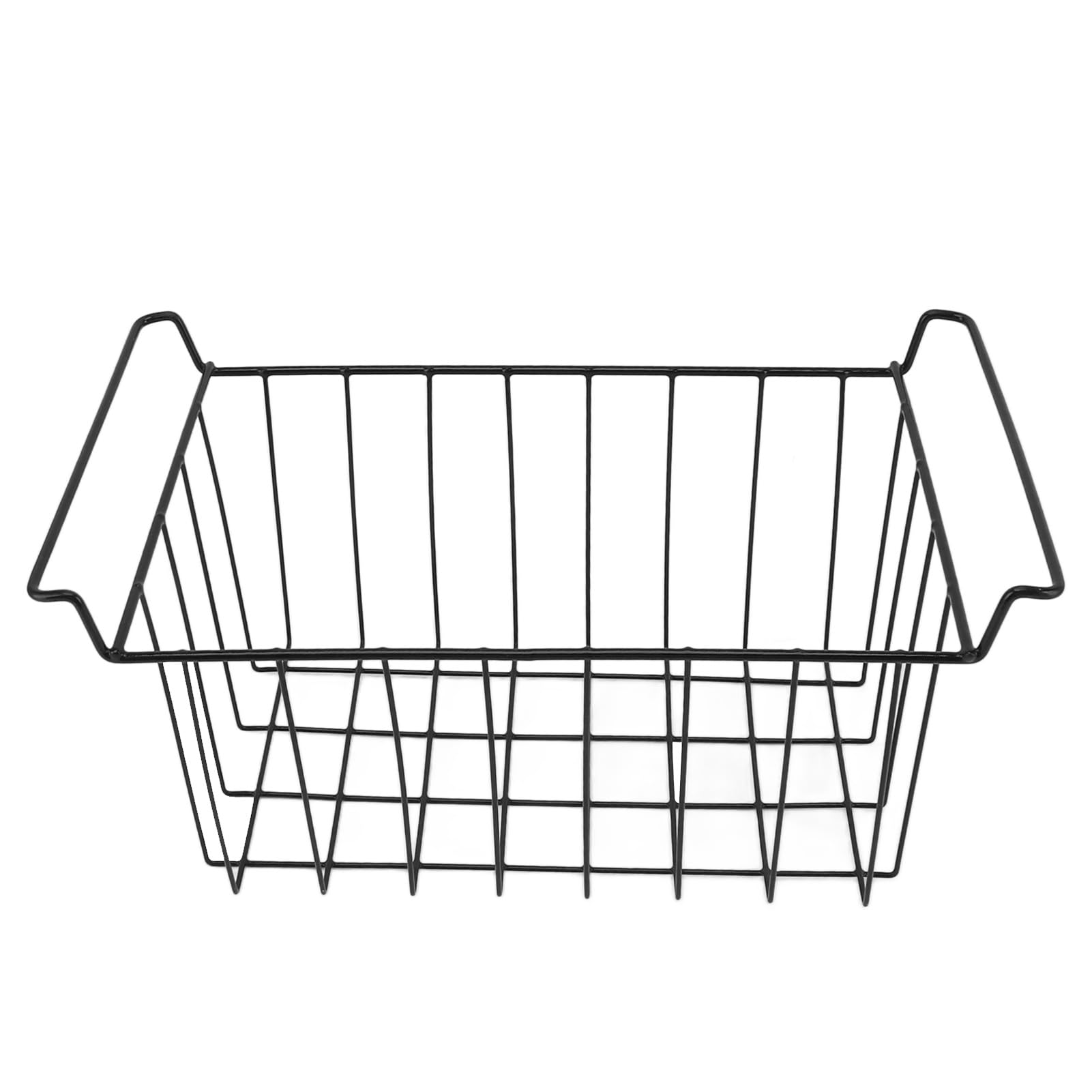 Cesta de Almacenamiento de Alambre Negro para Congelador, Organizador Recubierto PE para Estantes Refrigerador, 2 uds. (Largo 48,5 cm x ancho 24,5 cm x alto 20 )