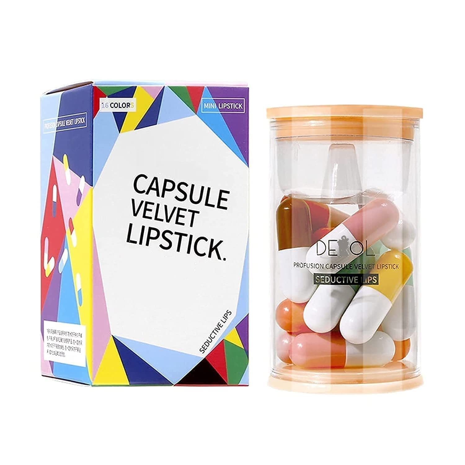 Rsentera Mini Long-lasting Waterproof Capsule Matte Velvet Nonstick Lipsticks Pill Colour Set (16PCS)-image-2