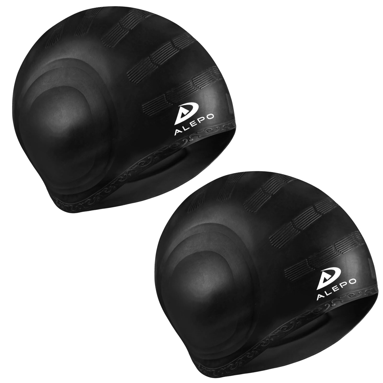 Photo 1 of 2 Pack Unisex Swim Caps with 3D Ear Protection, Durable Flexible Silicone Swimming Hats for Women Men Kids Adults, Bathing Swimming Caps for Short/Long Hair with Ear Plugs&Nose Clip