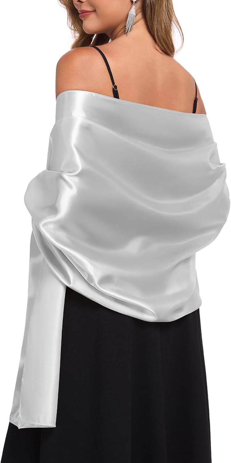 Shawls and Wraps for Evening Dresses Satin Women Long Scarf Wedding Guest Shawl