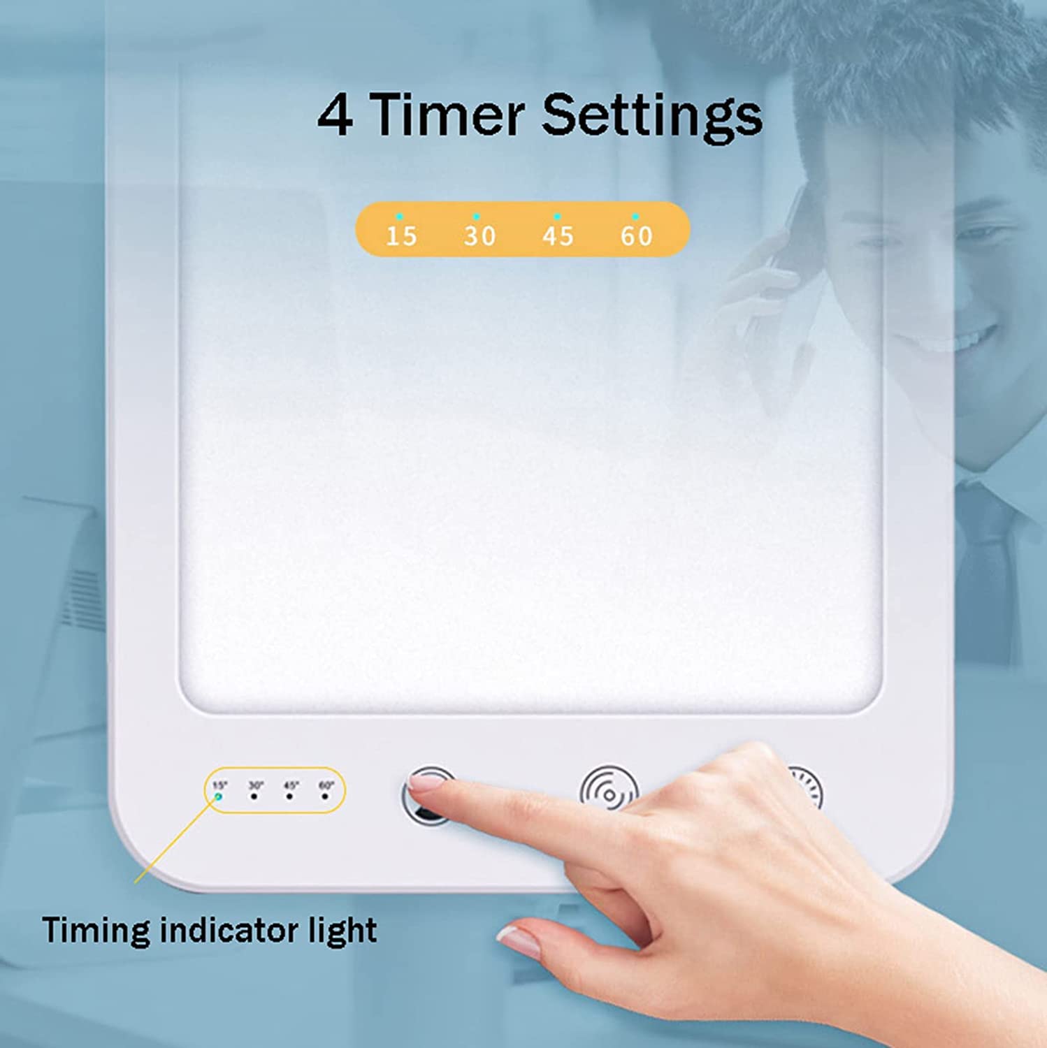 Lampe De Luminothérapie, 10000 Lux Lampe SAD, Avec 3 Modes De Couleur 5 Niveaux De Luminosité, ​Avec 4 Fonction De Minuterie Contrôle Tactile Portable Boîte À Lumière Mince,Blanc