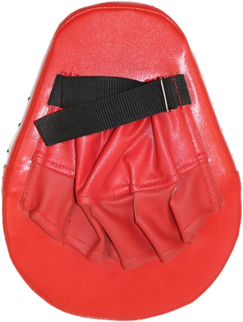 Pair PU Boxing Mitt Punching Pad for Indoor Fitness Training Red | Adjustable Hook and Loop Straps, Pre Curved Concave Build, Absorbent High Density Impact Protection
