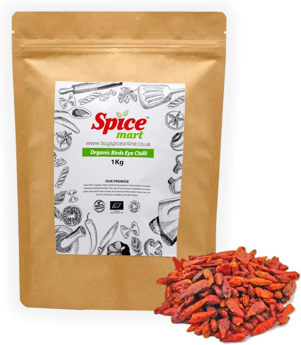 Organic Dried Bird | Birds Eye Chilli | Chillies Premium Quality Free P&P Certified by Soil Association (90g)