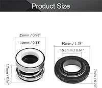 Vista 2 de Othmro 2 piezas de diámetro interno de 0.551 in de aleación de plástico de repuesto de sello de eje 103-14 para eje de bomba, bombas de agua, eje