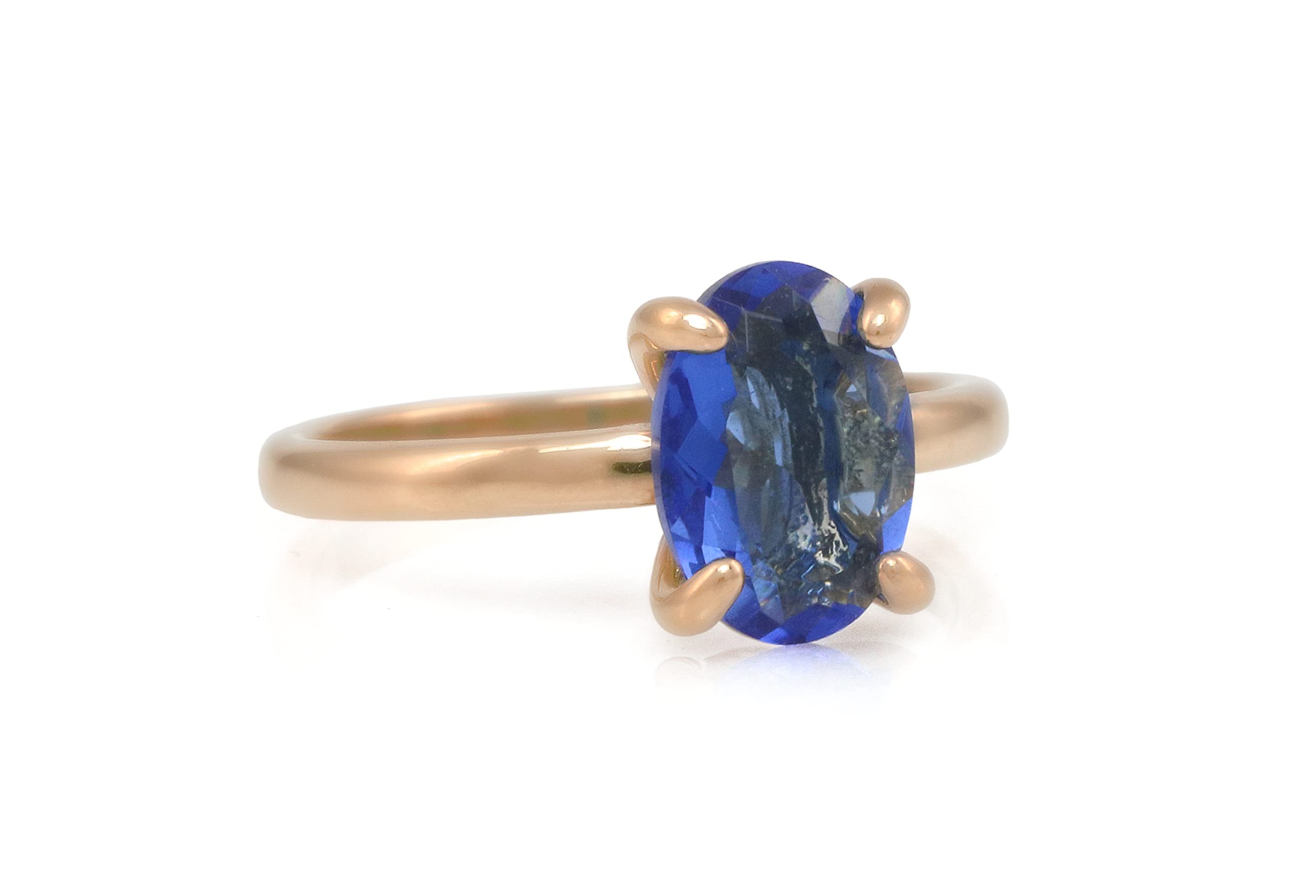 Delicado Anillo de Zafiro Azul - Anillos de Compromiso para Mujeres Hechos a Mano, Anillos de Boda, Anillos de Moda - Anillos Ovalados Clásicos - Anillo de Zafiro de Nacimiento de Septiembre