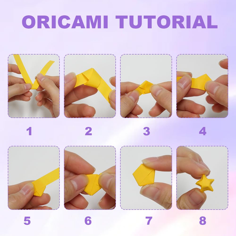 Tiras de Papel Origami Doble Cara 27 Colores Vibrantes para Estrellas de la Suerte, Papiroflexia