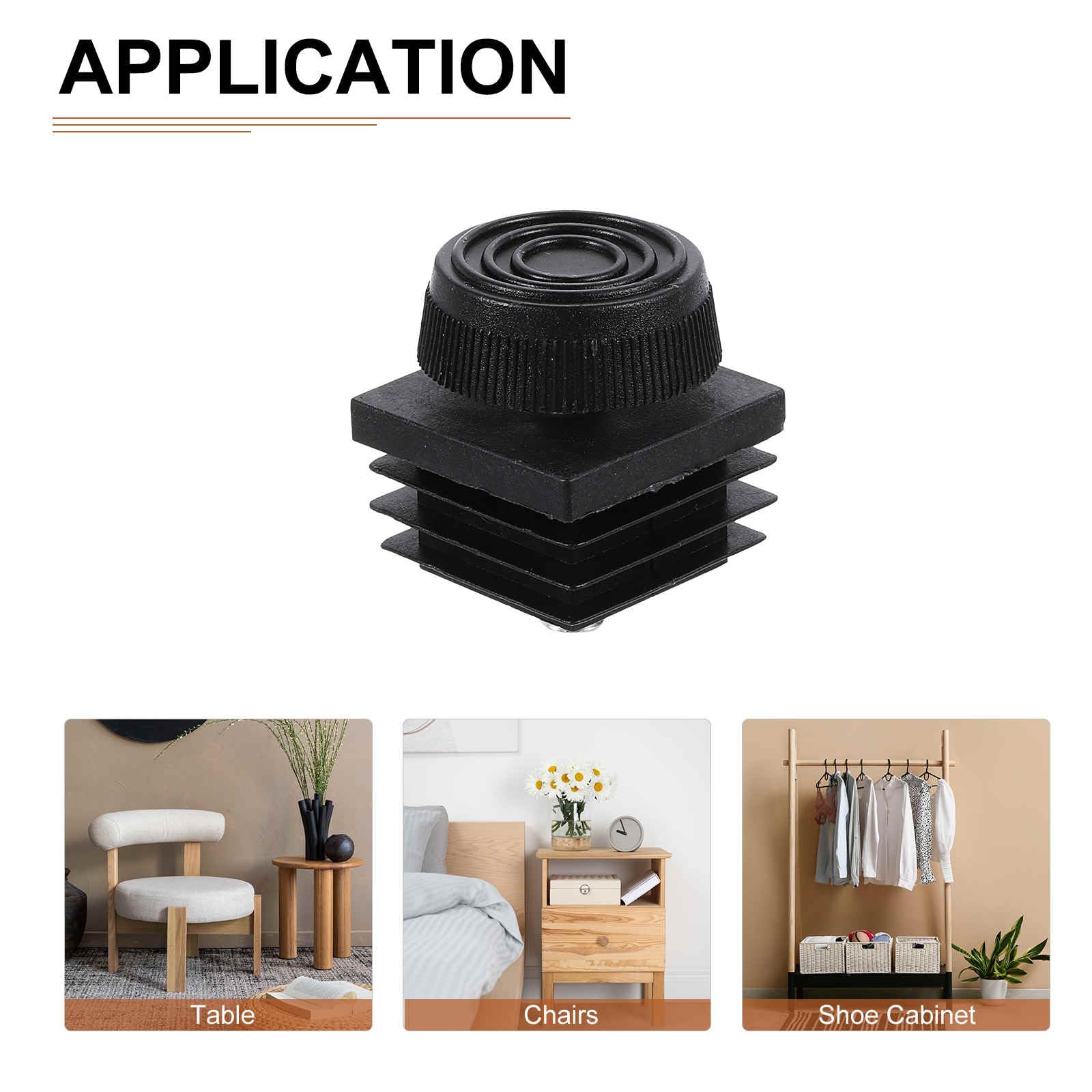 DTGN 30x30mm(LxW) Adjustable Leveling Feet - 4Sets - Good for Furniture - Square Insert Kit Furniture Glide - Black - Image 4