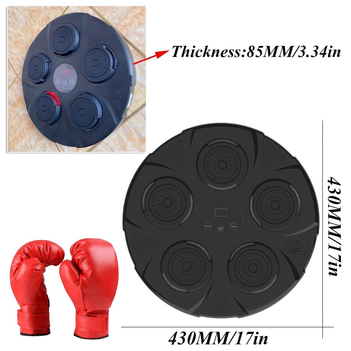 SPORTNOW Macchina Da Boxe Musicale A Parete, Con Connessione Bluetooth E Luci Blu 40x40 Cm Nero~207oiog31r800 SPORTNOW Macchina Da Boxe Musicale A Parete, Con Connessione Bluetooth E Luci Blu 40x40 Cm Nero~207oiog31r800