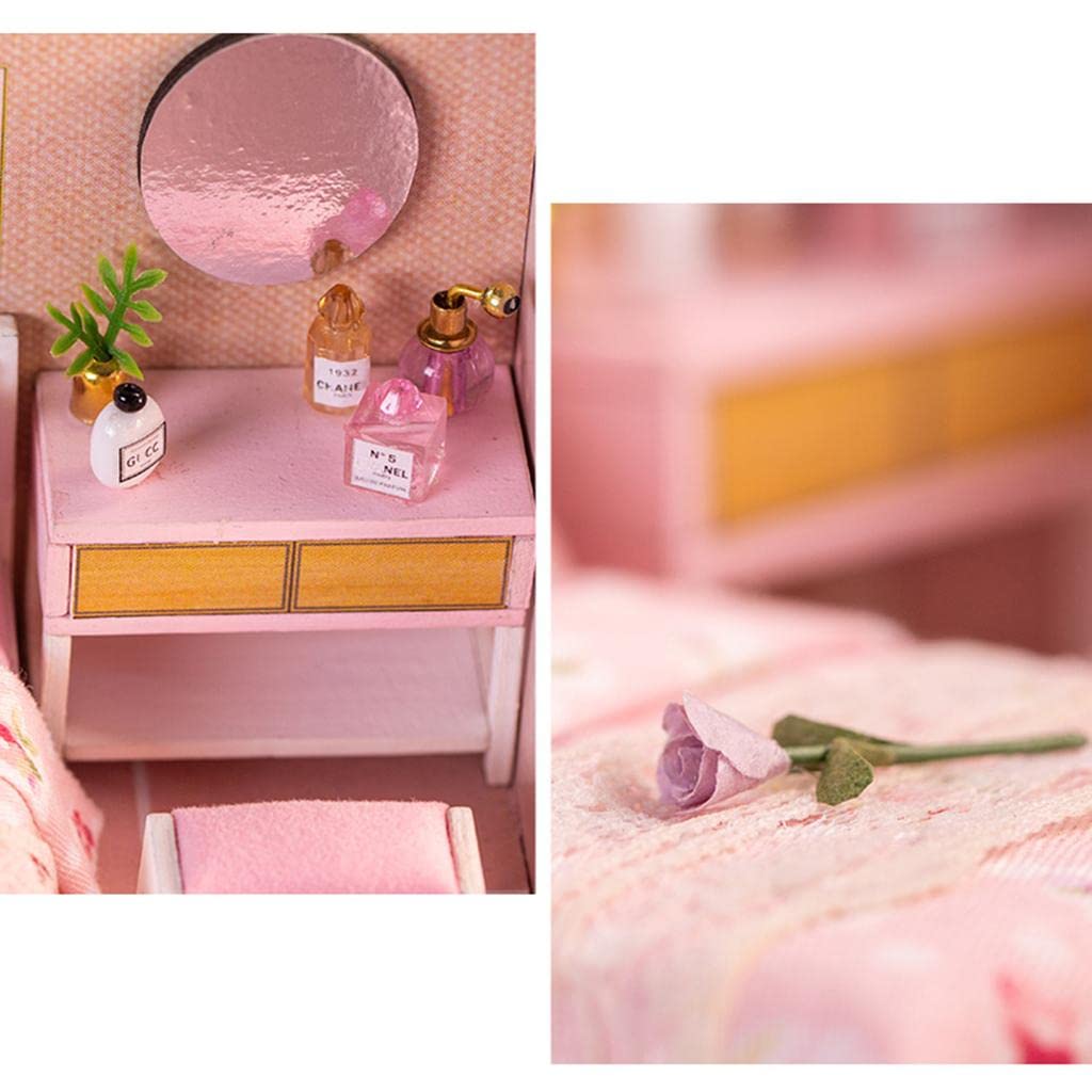 Milageto Casa delle Bambole in Legno + con Mobili per La Stanza, Luci a Altri Accessori, Stile 1