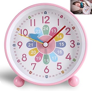 Nizirioo Children's Digital Alarm Clock, No Ticking: Metal Material, Silent Learning Alarm Clock, Children's Digital Alarm Clock with Night Light, Silent Analogue Alarm Clock, Battery Operated Alarm