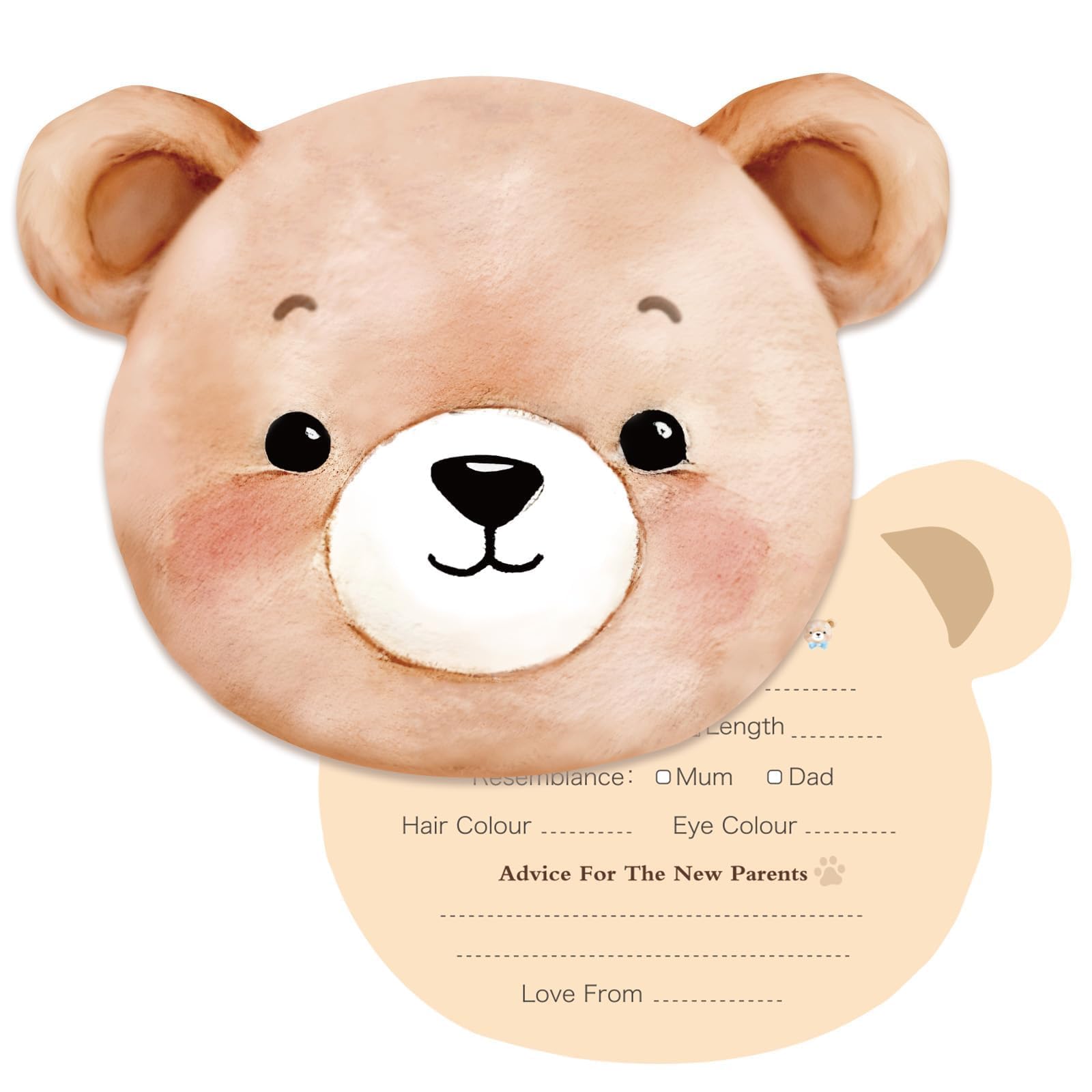 COLOFALLA 20pcs Bear Baby Prediction Cards Baby Shower Games 20 Players Neutral Unisex Baby Shower Party Favors Gender Reveal Games