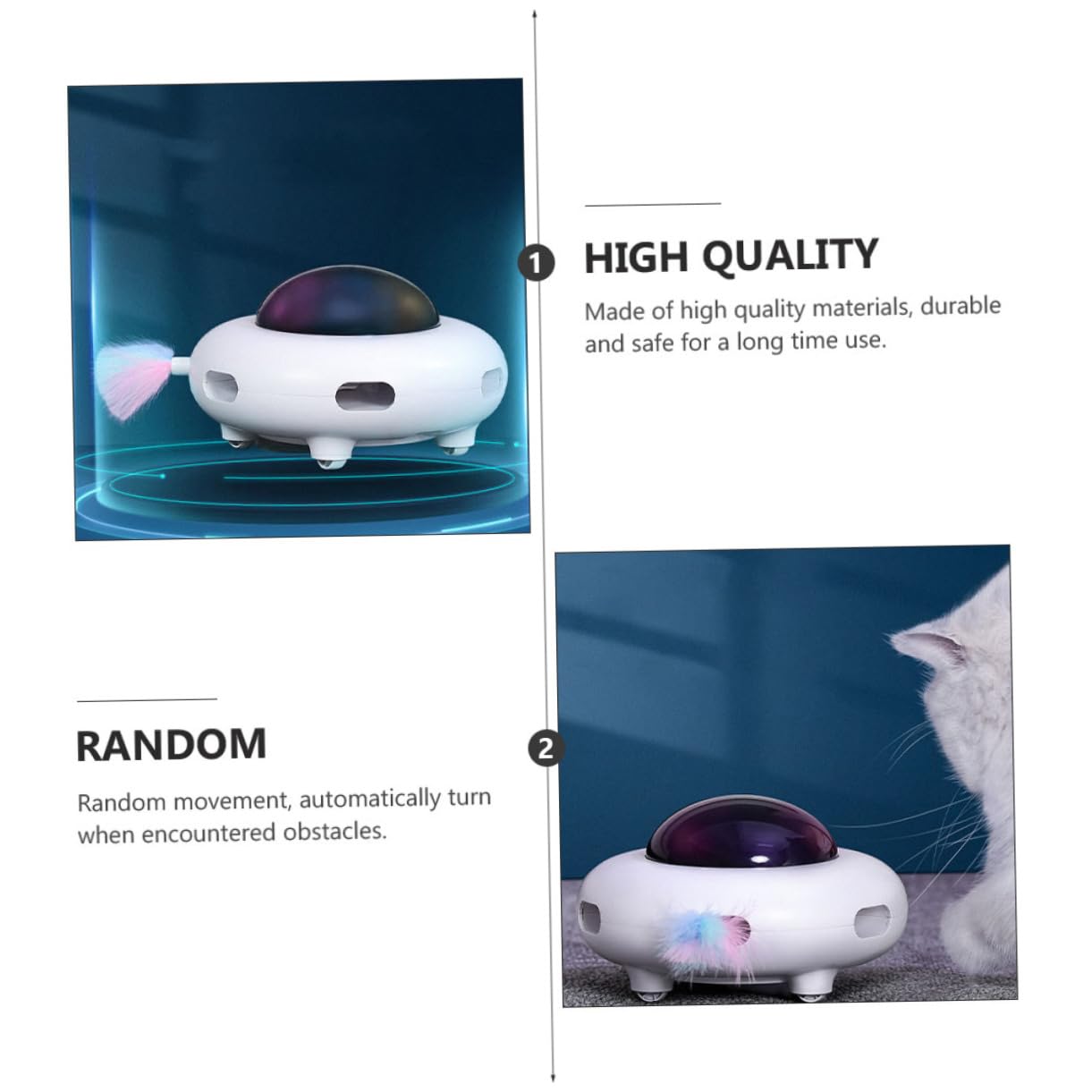 VANZACK 1 Jeu Jouet De Chat Drôle Jouet Interactif Chat Électrique Jouets Électriques pour Chiens Jouets De Dentition Chaton Soi Faire Tourner Automatique Abdos Chat Taquin Blanche