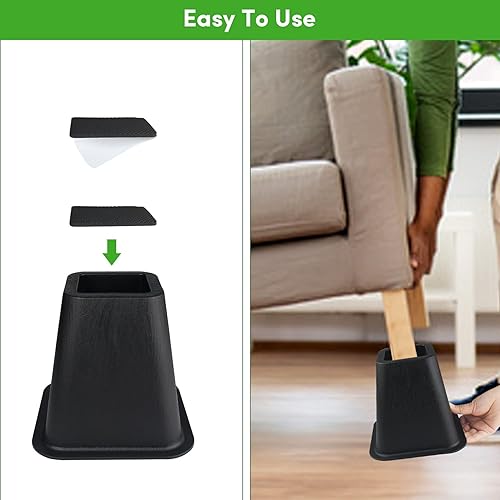 Miniatura 7 de DEDU Elevadores de cama de 6 pulgadas, resistentes, paquete de 9 elevadores de muebles para sofás de gran tamaño, elevadores de muebles de cama con