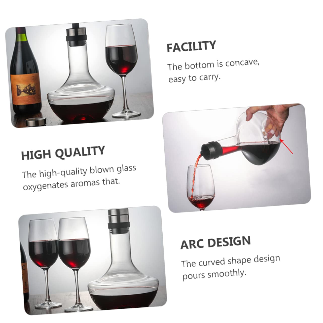 Cabilock 1 Pc licorera decantador de vino con aireador decantador de vino con tapón vaso cristal vaso de cristal bebidas jarra doméstica decantador de vino de vidrio champán