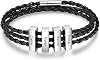 OPALSTOCK Personalized Mens Leather Bracelet with 2-5 Custom Beads Braid Name Charm Bracelet for Men with Family Names
