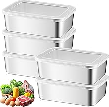 PRITOK 5 x 1100ml Stainless Steel Food Storage Containers with Lids Microwave Food Storage Containers
