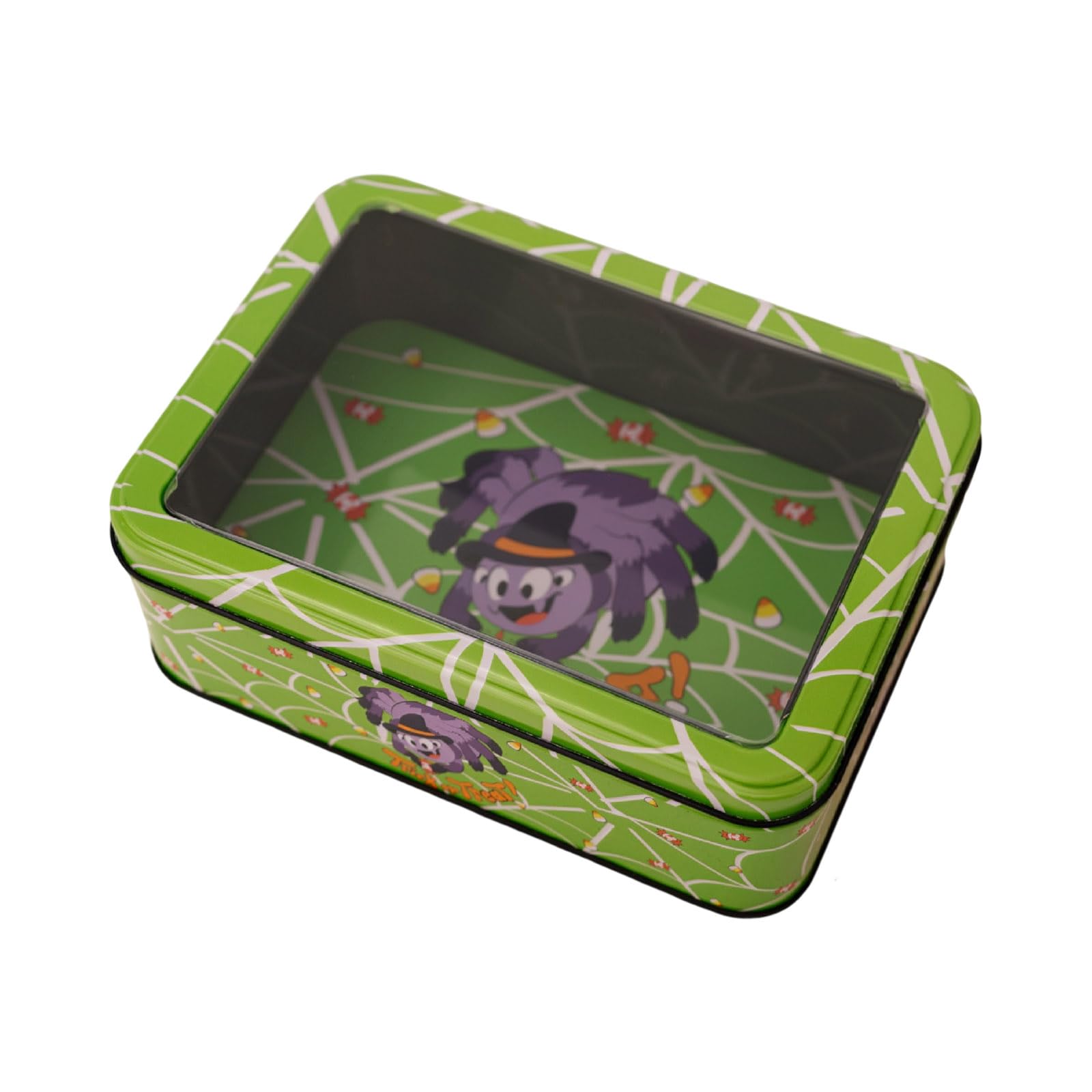 our fave Halloween Tin Box with Viewable Clear Lid Candy Display Container Great for Treats Storage and Party Supplies Halloween Present Container