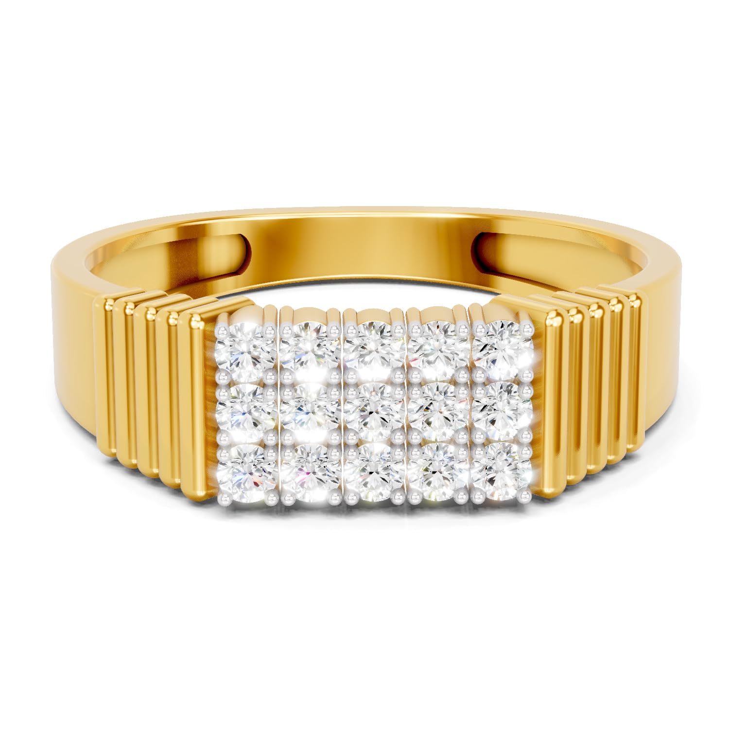 Lab Grown Diamond Ring For Men 0.38 Carat IGI Certified Round Shape F-G VS Quality Diamond | 925 Sterling Silver Gold Plated Fashion Ring (Size-16)-image-28