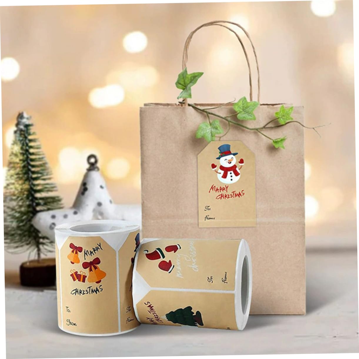 NUOBESTY Lot De 4 Rouleaux D'Étiquettes Autocollantes De Noël Étiquettes En Papier Pour Fêtes Étiquettes De Porte Adhésives Décoratives Pour Noël Autocollants Personnalisés