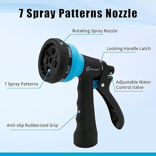 Miniatura 3 de AUTOMAN Manguera de jardín en espiral de 50 pies, manguera de agua rizada de EVA con conectores de latón, manguera de agua de jardín retráctil,