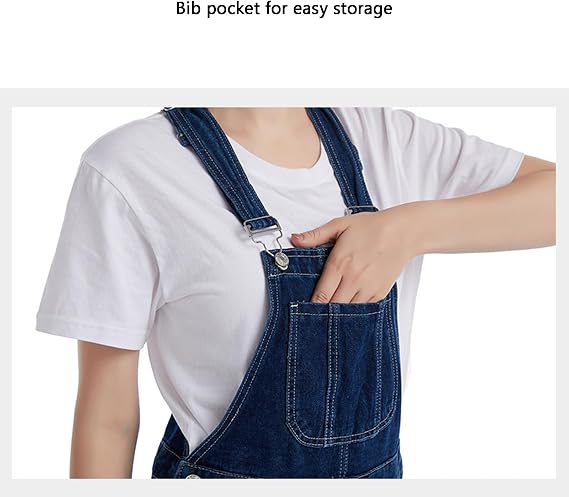 Men's Classic Denim Bib Overall, Workwear Adjustable Strap Straight Leg Relaxed Fit Jean Overalls Trousers
